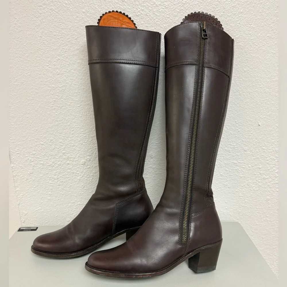 Fairfax & Favor Regina mahogany leather boots regular fit size 9 1/2 - Picture 2 of 9